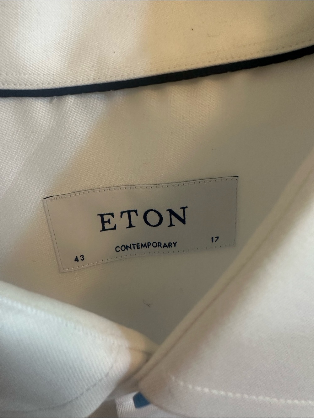 Eton White Dress Shirt with Navy Trim - Picture 1 of 6